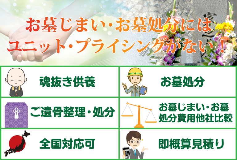 お墓じまい・お墓処分には、ユニット・プライシングがない！